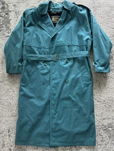 VTG London Fog All-Weather Trench Coat Women's Classic Teal w/Wool Lining Sz 14 - Picture 1 of 10