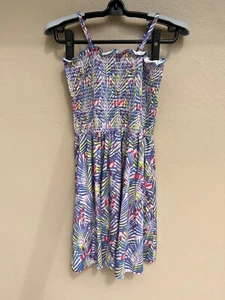 BCBGirls Palm Leaf Sundress Girls Size 12 Pink Blue - Picture 1 of 4