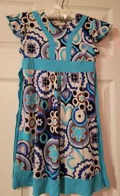 Vestido Speechless Niñas Manga Acampanada Cintura Imperio Marrón y Azul Paisley Talla 6 Foto 1 de 4