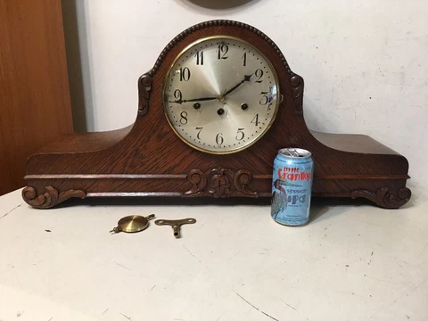 Huge Antique Junghans Westminster Chime Mantle Clock Art Deco Carved Superb Case Cover