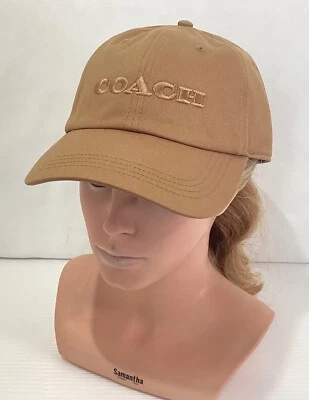 Gorra de béisbol Coach con logotipo bordado color marrón ajustable Foto 1 de 4