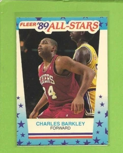 1989 FLEER ALLSTARS STICKER CHARLES BARKLEY CARD # 4 - Foto 1 di 2