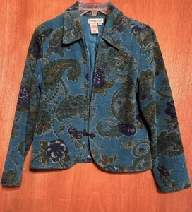 Coldwater Creek Turquoise Unique Tapestry Jacket Petite Small - Picture 1 of 4