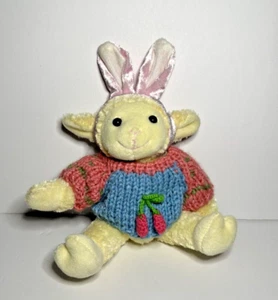 White Cream Lamb Sheep Bunny Ears Sweater Easter Jointed Legs Plush - Picture 1 of 5