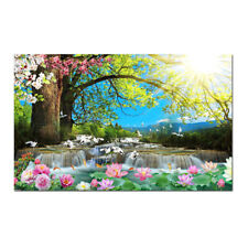 Home Art Wall Decor Forest Waterfall Landscape Canvas Print Painting Picture