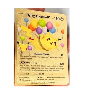 Flying Pikachu Gold Metal Plated Waterproof Limited Edition Card - Picture 1 of 1