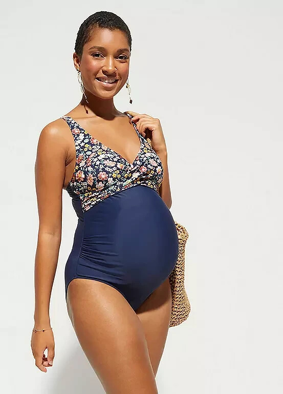 Bhome Maternity Swimsuit One Piece With Cover Up V Neck