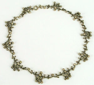 ANTIQUE STERLING SILVER NECKLACE DANGLE BEADS BRUTALIST CHINESE 15" LONG RARE !  - Picture 1 of 4