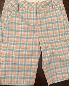 PUMA Women’s Golf Shorts Size 0 Multicolor Orange Green