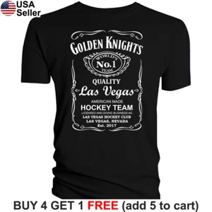Las Vegas Golden Knights T-Shirt JD Whiskey Graphic Men Cotton Whisky - Picture 1 of 15