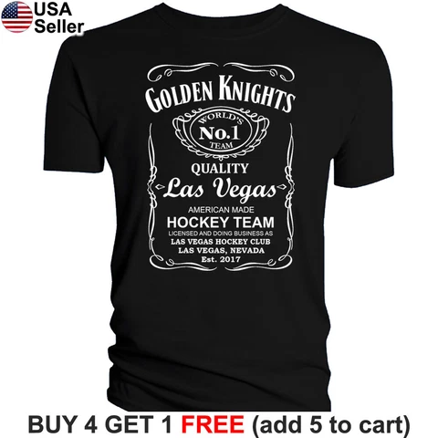 Las Vegas Golden Knights T-Shirt JD Whiskey Graphic Men Cotton Whisky Cover
