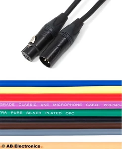 Black Neutrik Male/Female XLR with Van damme Professional Mic Cable 10 Colours - Picture 1 of 12