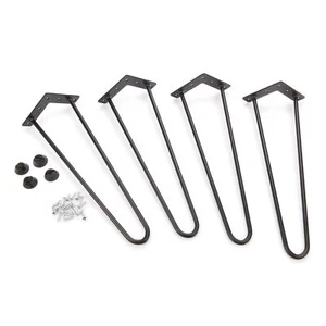 WoodRiver 2-Wire Hairpin Leg - 16" - Black - 4 Piece - Picture 1 of 8