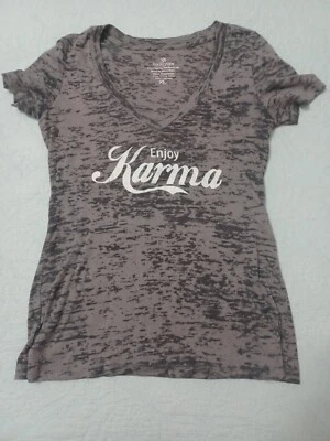 Camisa Top Mujer XL FunkyYoga Gris Disfruta Karma Estilo Coca Cola Foto 1 de 4