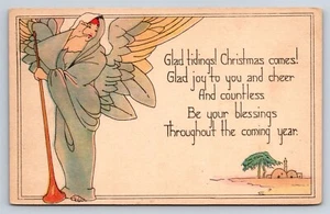 AK Weihnachtsengel mit Trompete Art Deco Stil Bethlehem Szene AV6 - Bild 1 von 3