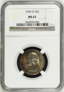 1949-D 25C Washington Quarter Dollar NGC MS67    3664943-006 - Picture 1 of 2