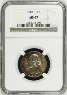 1949-D 25C Washington Quarter Dollar NGC MS67    3664943-006 - Image 1 of 2