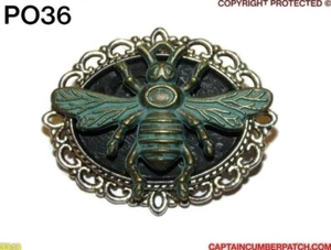 steampunk brooch badge pin verdigris green honey bumble bee Manchester #PO36 - Picture 1 of 4