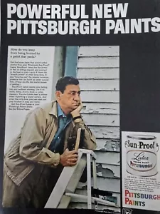 1966 Pittsburgh Sunproof Paint pensive man ladder brush Vintage Color ad - Picture 1 of 1