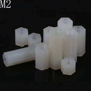 M2 2mm Distanziale Esagonale Nylon Bianco Pilastro Standoff Viti Femmina-Femmina NYLON66 - Foto 1 di 4