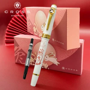 CROSS YEAR OF THE RABBIT ZODIAC WHITE AND 23KT GOLD FOUNTAIN PEN + EXTRAS - Picture 1 of 2