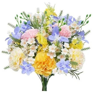 Artificial Flowers Carnations 14.96" Faux Spring Wildflowers Yellow Carnation - Picture 1 of 8