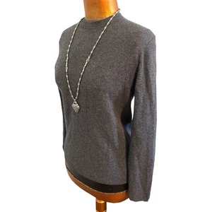 Neiman Marcus Exclusive 100% Cashmere Gray Long Sleeve Pullover Sweater Size L - Picture 1 of 4