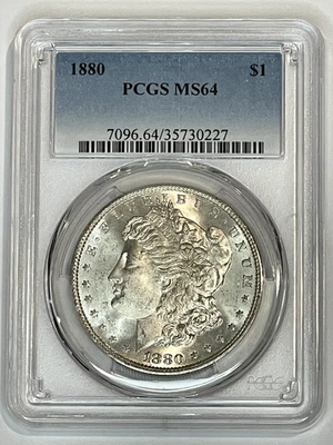 1880 Morgan Silver Dollar $1 PCGS MS64 ~ Beautiful Coin! - Image 1 of 2