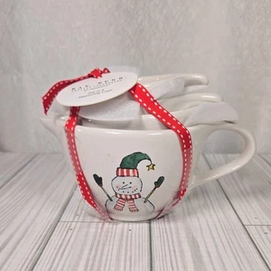 Rae Dunn Artisan Collection 4er Set Schneemann Weihnachten Messbecher - Bild 1 von 5