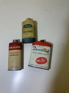 Set Of 3 Tooth And Denture Powder Cans Vintage - Picture 1 of 8