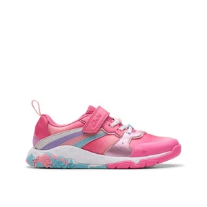 Clarks Tidal Star K Girls Bright Pink Trainer - Picture 1 of 8