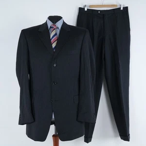 Mens Dark Grey Suit 44L US Size Trousers W34 L34 BECKER Wool 2 Piece - Picture 1 of 18