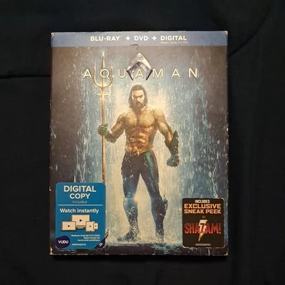 AQUAMAN - W/ Slipcover DVD + BLU-RAY (digital exp.)  imperfect slipcover, 2 disk - Image 1 of 4
