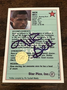 1991 Nick Bell Star Pics Certified Auto #3 Rookie Auto RC - RARE - Bild 1 von 2