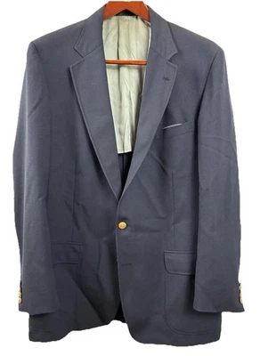 Cricketeer Navy Hopsack Sport Coat Blazer Light See-Through Virgin Wool 46L VTG - Image 1 of 4