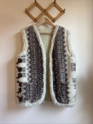 Vintage 70s Sherpa Fleece Vest Size XL - Image 1 of 3
