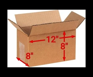 25 - 12 x 8 x 8 Corrugated Shipping Boxes Storage Cardboard Moving Packing Box - Picture 1 of 3
