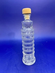 "Botella de vidrio vintage con tapón de corcho torre inclinada de Pisa 6"" marcada mod profundidad" - Imagen 1 de 6