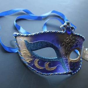 Máscara de Mascarada Veneciana Azul Real Fiesta Baile de graduación Mardi Gras Disfraz de Halloween - Imagen 1 de 3