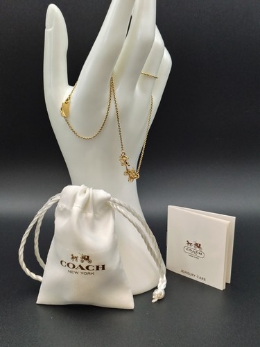 COACH Collana pavè cavallo e carrozza con borsa e libretto di cura 16"