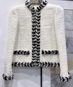Chanel Tweed Jacket 20B Ecru White - Picture 1 of 4