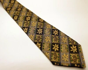 Cravatta Walbusch poliestere blu nero oro giallo - fantasia floreale - Foto 1 di 4