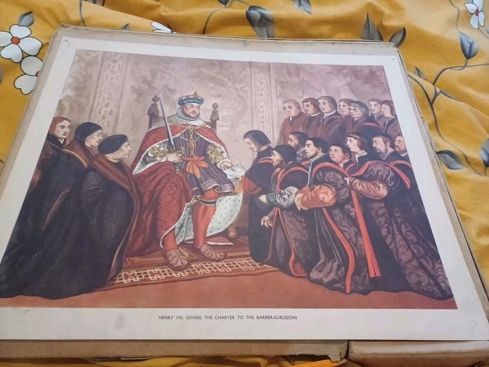  Vintage 1950s  Macmillan School Educational print Henry Viii Giving The Charter - Image 1 of 4