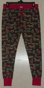 EXCELLENT WOMENS LAZY one "Two Tired" BICYCLE PRINT KNIT PAJAMA LOUNGE PANT SZ L - Picture 1 of 3