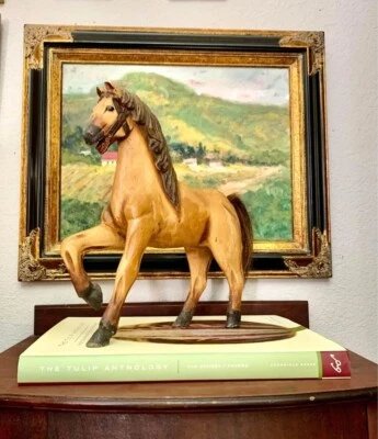Estatuilla de caballo tallada a mano madera antigua vintage clásica juguete ecuestre decoración regalo Foto 1 de 4