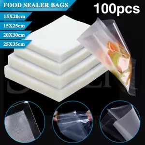 100PCS Vacuum Sealer Bags Precut Food Storage Saver Heat Sealer Cryovac 4 Sizes - Picture 1 of 17