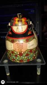 Antique Russian Babushka Figural Hand painted Wooden Bank - Picture 1 of 5