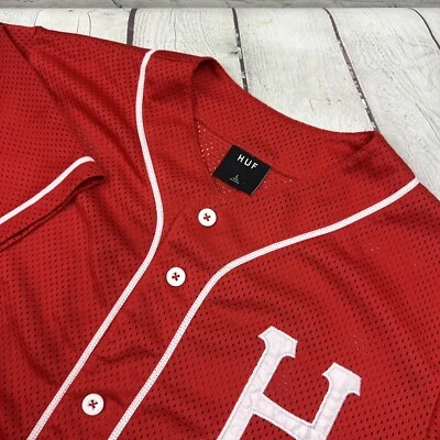 Camiseta deportiva de béisbol roja manga corta de malla talla grande de HUF Worldwide Streetwear para hombre Foto 1 de 4