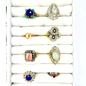 JTV Shop LC QVC (Lot of 8) Marked STS 925 NWT Gemstone Rings VTG Old NWT READ - Picture 1 of 22