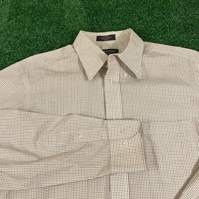 John Bartlett Shirt Mens 15-15.5 34/35 Beige Red Check Button Up Long Sleeve - Image 1 of 4